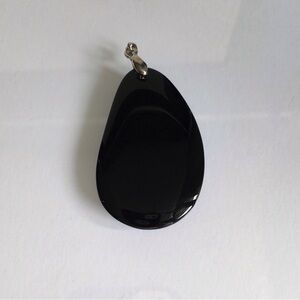 2” X 1.25” Onyx Large Polished Stone Teardrop Pendant Black